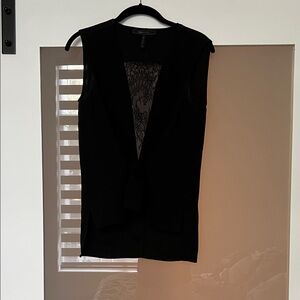 Black Sleeveless Vest with Lace Detail